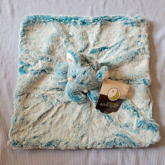 Animal Adventure Baby Plush Toy Lovey Security Blanket Blue Elephant 13 in Squar - Picture 3 of 7